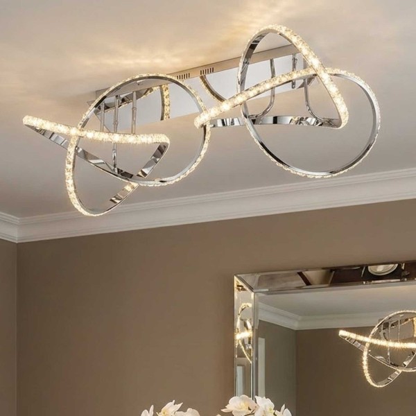 Deckenleuchte Abro Wofi By Global Technics Led Chrom Glaskristall Deckenlampe-image