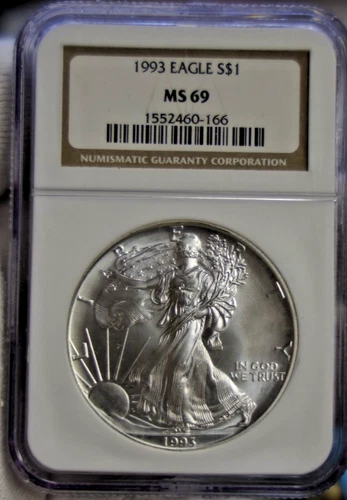 1993 US Silver Eagle $1 NGC MS69 Better Year