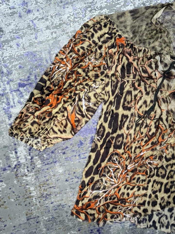 Blusa vintage 2005 Y2K Roberto Cavalli seda estampado animal leer descripción talla pequeña Foto 4 de 4