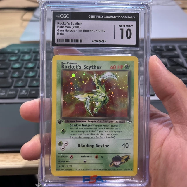 CGC 10 ROCKET'S SCYTHER 1ST EDITION GYM HEROES 13/132 HOLO POKEMON 2000