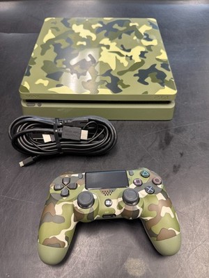 Sony PlayStation 4 Slim 1TB  Green Camo Console w/ Camo Controller Cables Wi-Fi