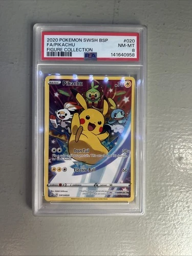 Pokemon Black Star Promo Pikachu SWSH020 Figure Collection Full Art Holo PSA 8