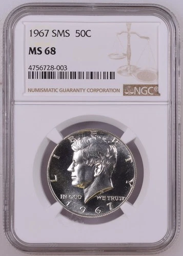 1967 SMS Kennedy Half Dollar NGC MS68