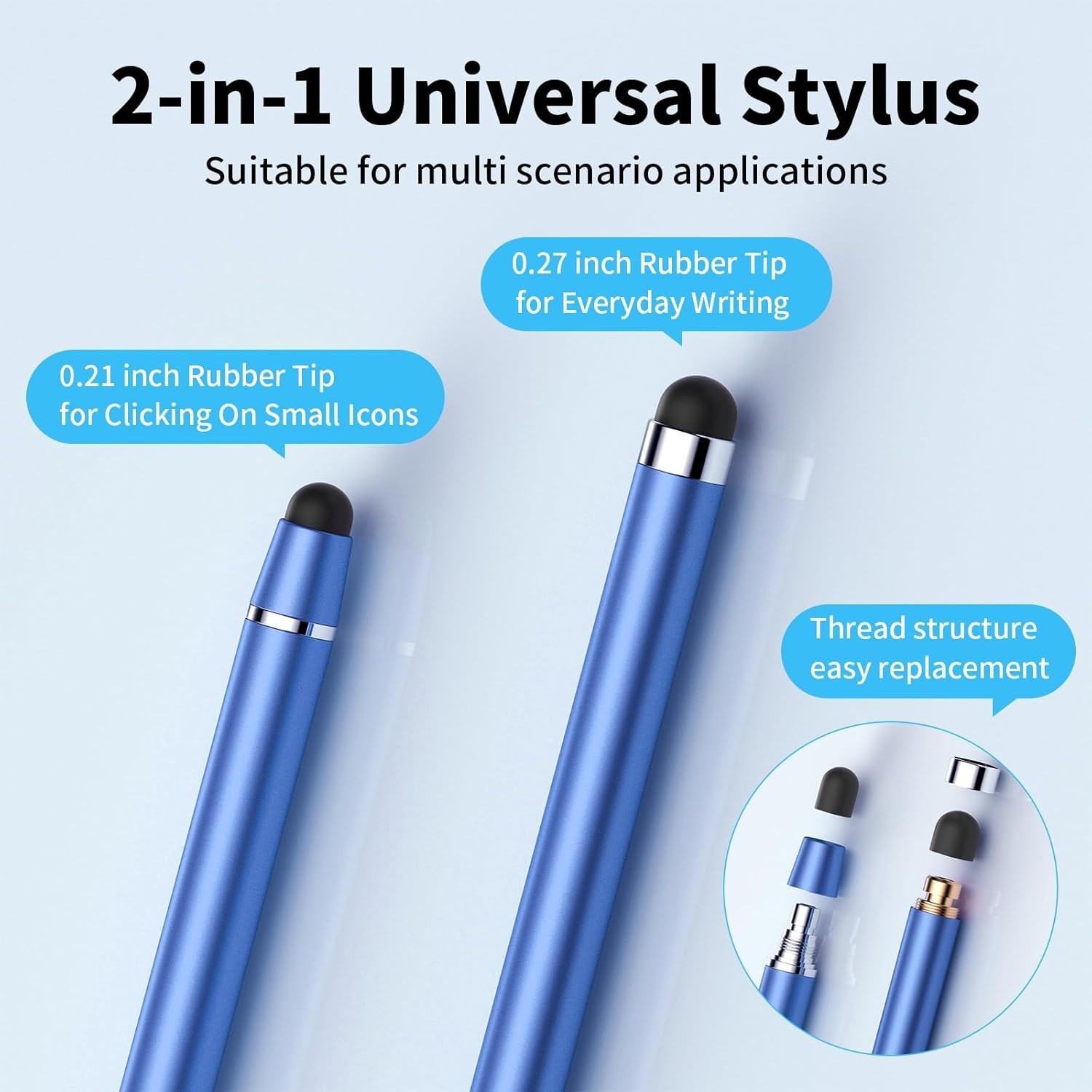 Stylus Pen for Touchscreen,2 in 1 High Precision and Silver/Blue/Black 