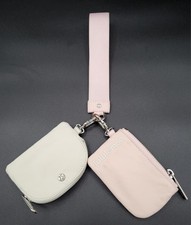 Lululemon Dual Pouch Wristlet Keychain Bag Clutch Pink/White