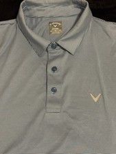 Callaway Opti-Dri Men's XL Blue/White Striped Short Sleeve Golf Polo, Wicking