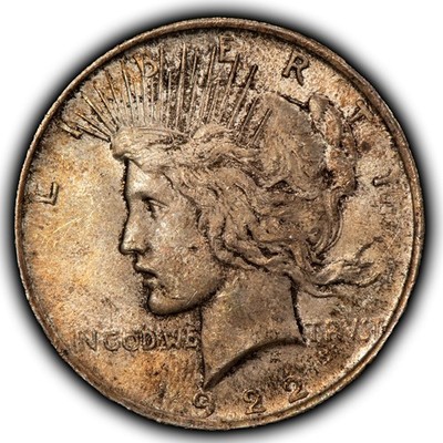 1922 $1 Silver Peace Dollar - Pattern Toning - BU - SKU-D7109