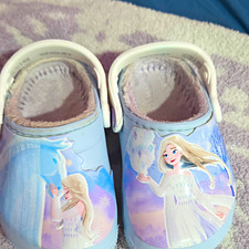 Crocs Disney Frozen II Elsa Lined Clog Slip-On Light Blue/White/Purple Kids 7