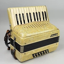 Vintage Crucianelli Accordion Made in Italy Cream Pearl Keys Straps -WORKS