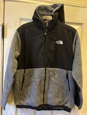 The North Face Hooded Polartec Denali Fleece Jacket Boy  s XL Gray Black Full Zip