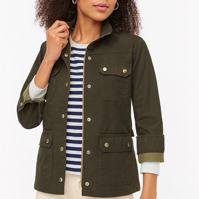 J.Crew Utility Jacket M Olive Green Field Coat Military Casual Layer Army Y2K