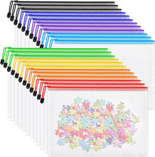 24Pcs Mesh Zipper Pouch Bags, A4 Letter Size 8 Colors Plastic Zipper Bags for Or