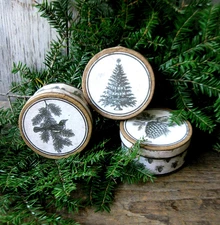 Set of 3 Papier Mache Boxes Primitive Christmas