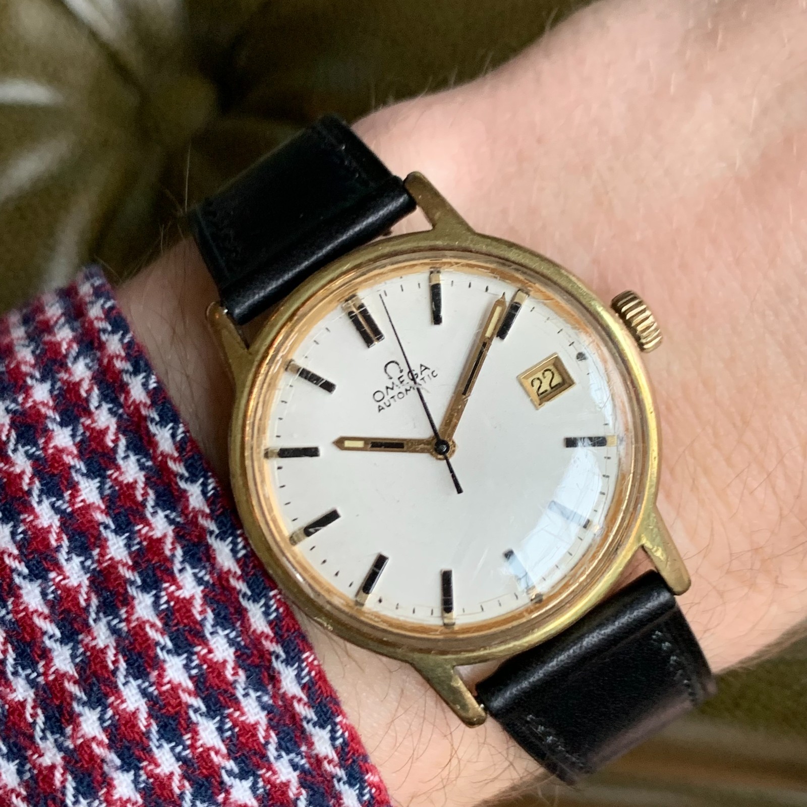 Omega Automatic White Dial Automatic Date Gold Pl… - image 3