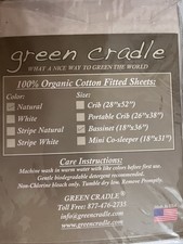 NEW Bassinet Sheet-Green Cradle Fitted 18  X36  -100 Organic Cotton-Natural Color