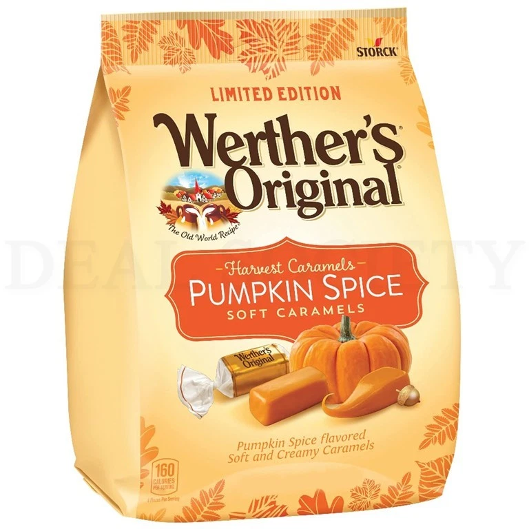 Werther's Original Cosecha Suave Calabaza Especias Caramelo Caramelo 8.57oz Lote de 4 Bolsas Foto 2 de 4