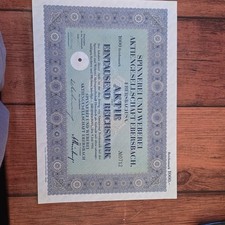 Aktie 1000 Reichsmark Deutschland 1927 &ndash; historisches deutsches Wertpapier