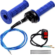 7/8 22mm Throttle Handle Grips Cable Clamp On Off Switch for 50cc 90cc -Blue