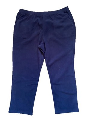 Denim & Co Active 1X P Navy Blue Fleece Pull On Lounge Pants Elastic Waist NEW
