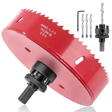 6-1/4 Inch Hole Saw w/ Heavy Duty Arbor, 159 mm  Bi-Metal Saw Dril for Cornhole