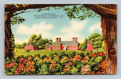 Vintage Stratford Hall Robert E. Lee Birthplace Linen Postcard 1949