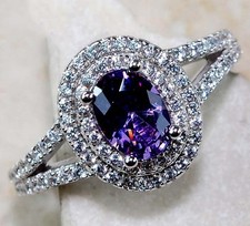 2CT Amethyst White Topaz 925 Sterling Silver Ring Jewelry Sz 7 MK1-6
