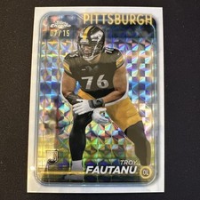 2024 Topps Chrome Troy Fautanu RC /15 Pittsburgh Steelers #295 White Refractor