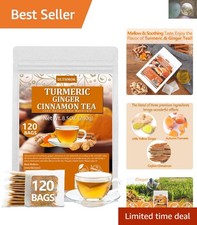 100 Natural Turmeric Ginger Tea Bags 120 Count, No Additives, Caffeine Free