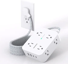 Surge Protector Power Strip Long Cord with 8 AC Outlets and 4 USB Ports 2 USB-C