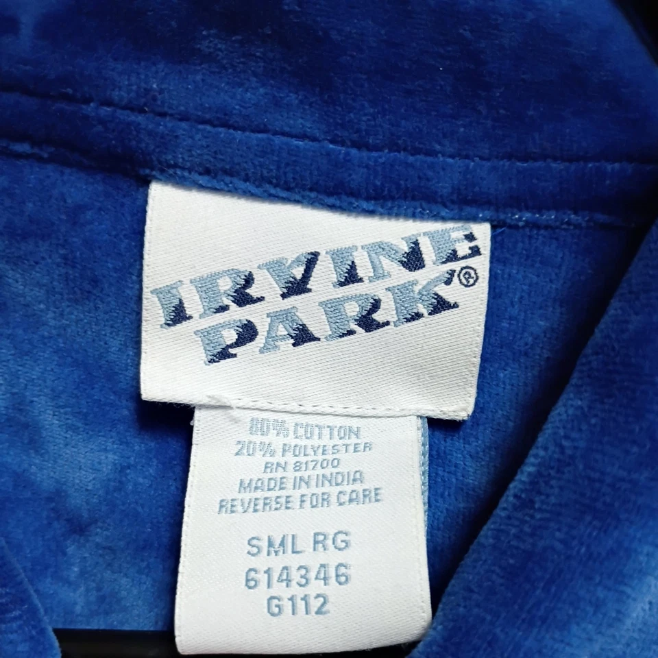 Camisa masculina vintage Irvine Park manga longa tamanho P veludo azul - Imagem 2 de 4