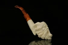 srv - Old Man Smoking a Meerschaum Pipe with fitted case M3394