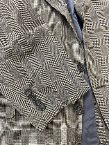 Hickey Freeman Men's Beige Gray Plaid Wool Cashmere Blend Blazer 46R $1,595 - Picture 10 of 10