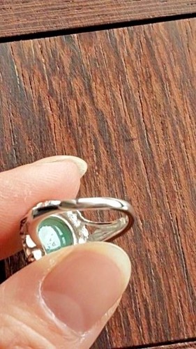 Genuine Light Green 5.75ct Jadeite Jade (Type A) 925 Silver Ring SIZE Adjustable - Picture 9 of 12