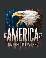 35" Fabric Panel  David Textiles Patriotic Eagle America Love Her Or Leave Her