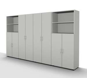 Büro-Schrankwand 3210 Aktenschränke Korpus montiert 4x Aktenschrank
