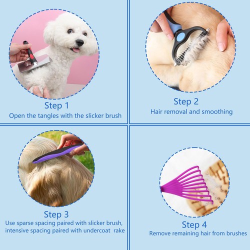 Extra Long Pin Slicker Brush for Large Dogs Cats 5-in-1 Dog Grooming Brush Set - Picture 6 of 8