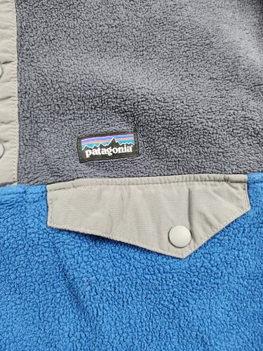 Patagonia Sweater Kids XL 14 Blue Colorblock Fleece Synchilla Snap-T Pullover - Picture 6 of 9