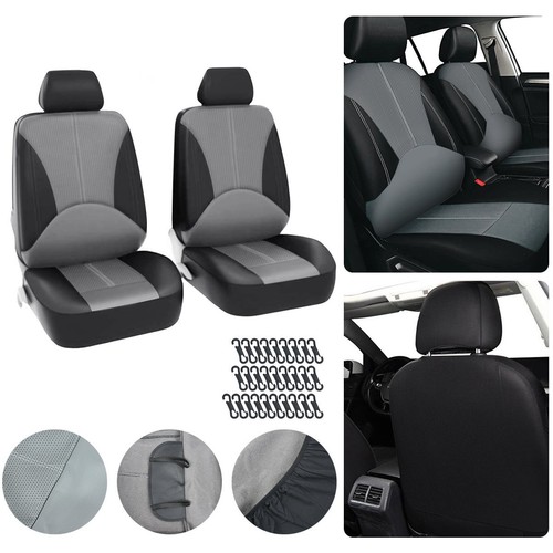 For Ford Transit Auto Car Seat Cover Front Set Leather Protector Black & Gray - Picture 6 of 12