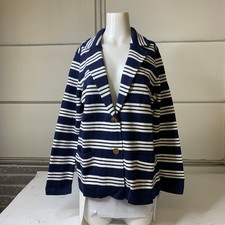 Charter Club Two Button Cotton Blazer Women's Size Large Blue
