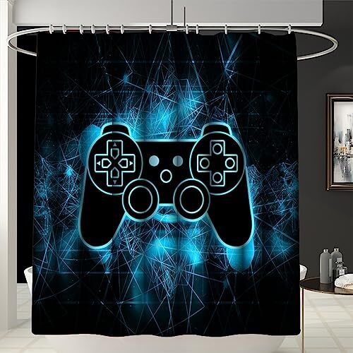 Game Shower Curtain for Boy Gaming Shower Curtains for Bathroom Boys