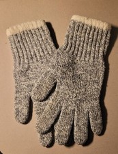 Women's Grey w/ White Trim Knitted Winter Gloves One Size