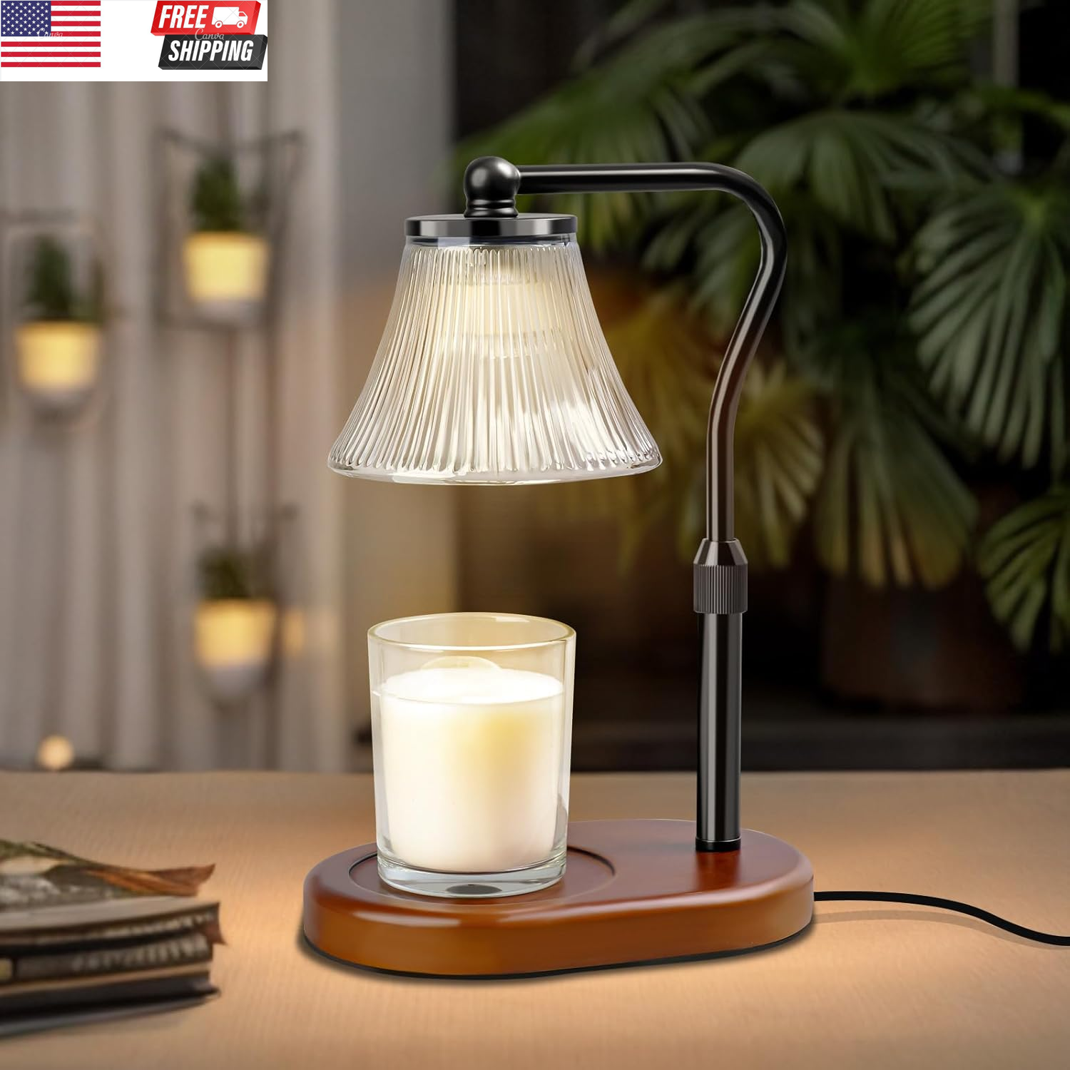 Candle Warmer Lamp with Timer Dimmer and Adjustable Height for Home Decor-image