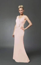 Daymor Couture 7001 V-NECK Surplice Gown Sz 20 Pink