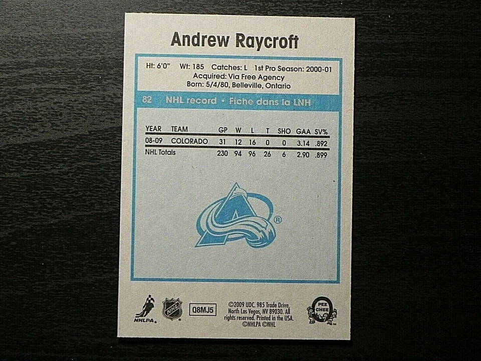 2009-10 09/10 OPC O-Pee-Chee RETRO #82 Andrew Raycroft Colorado Avalanche - Image 2 of 2