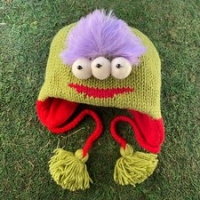 Delux Kids Green Alien Winter Pilot Hat Boys Girls Knitted Little Green Men NWT