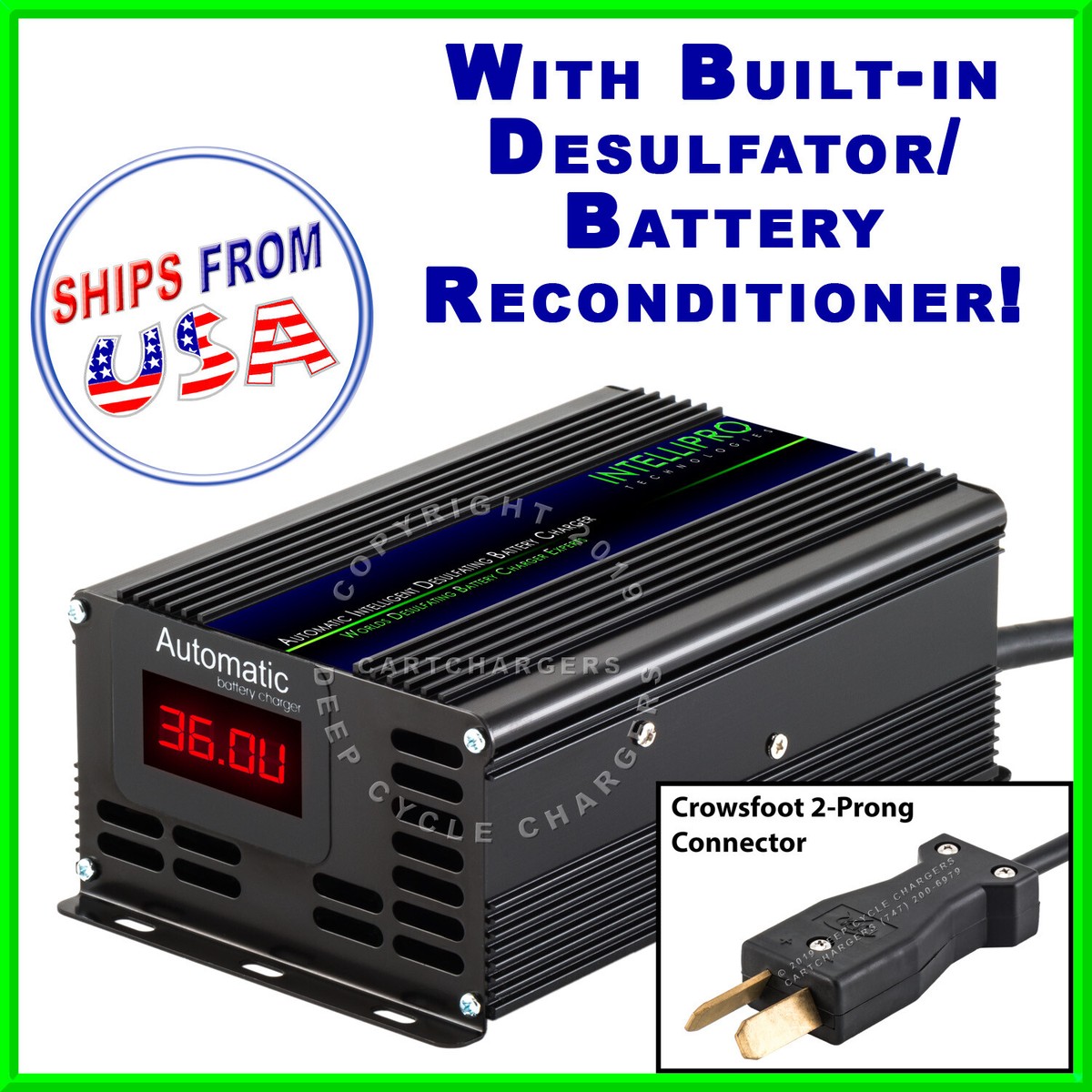 Club Car 36V 36 Volt Golf Cart Charger with Battery Desulfator