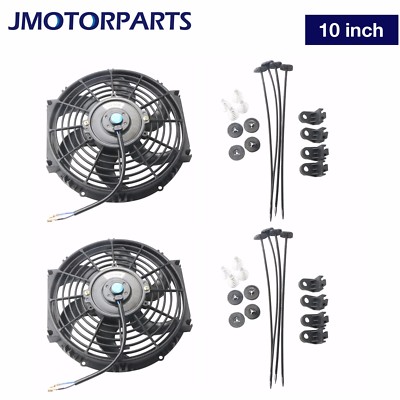 2 Pcs 10 inch Electric Radiator Cooling Fan /&Mount Kit Universal Slim Push Pull