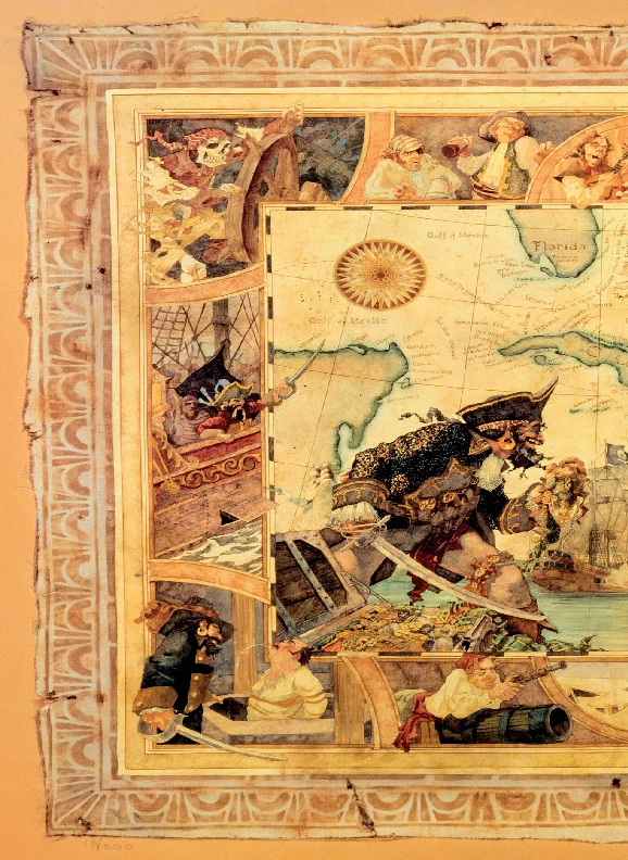 Piratas del Caribe EuroDisney Mapa Disneyland Ilustrado Disney Impresión Foto 2 de 3