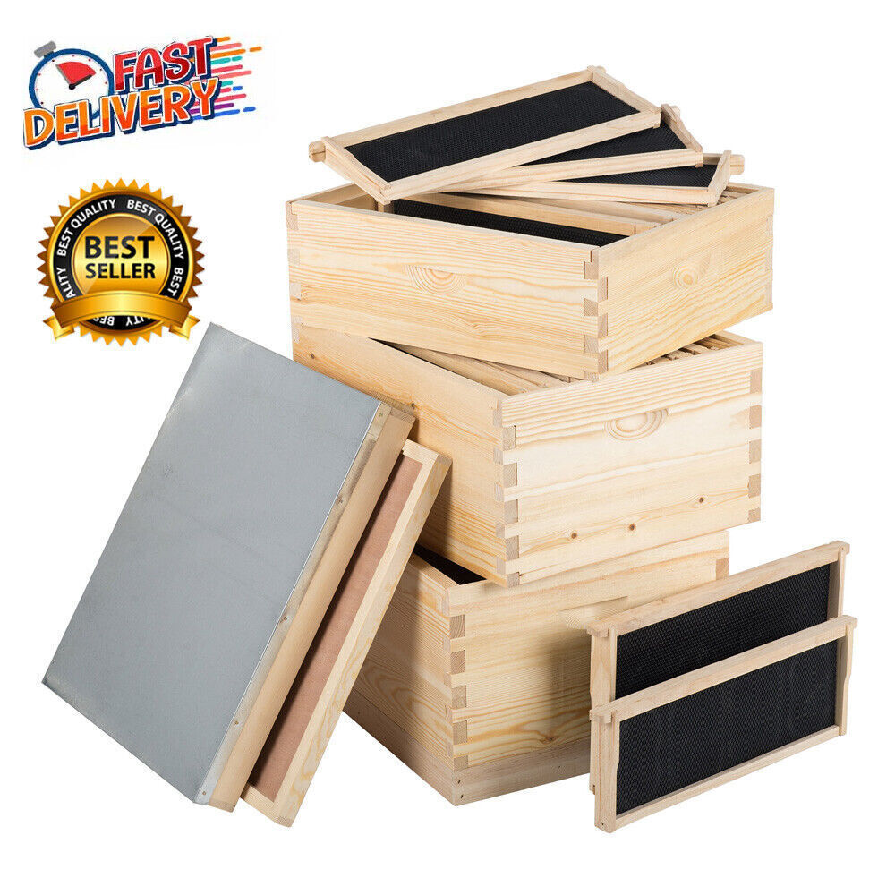 30-Frame Beehive Kit with Metal Roof for Beekeeping