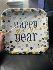 Confetti New Year Happy New Year Dinner Plates 8*3/4" 8ct New!!!